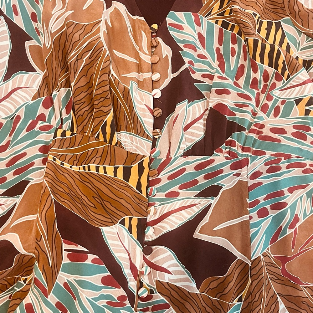 Sezane Multicolor Leaf Print Midi Dress - Picture 5 of 6
